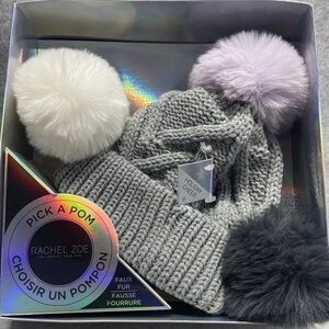Rachel Zoe "Pick a Pom" Hat 3 Color Change Poms NEW